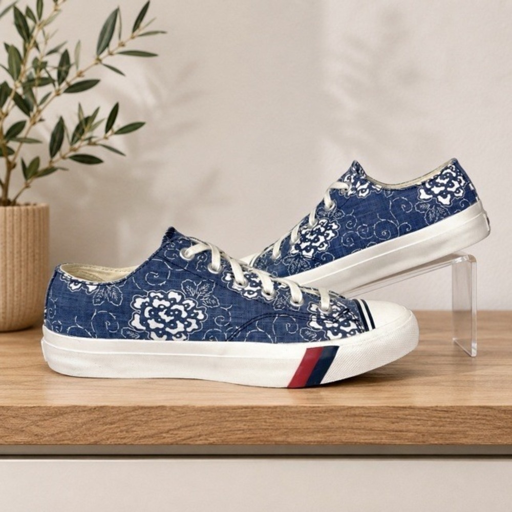 Pro-Keds Royal Lo PK65583 Men's 10 Blue Floral Canvas Low Top Sneakers